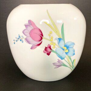 Oval Ceramic Floral Japan Vase 7"